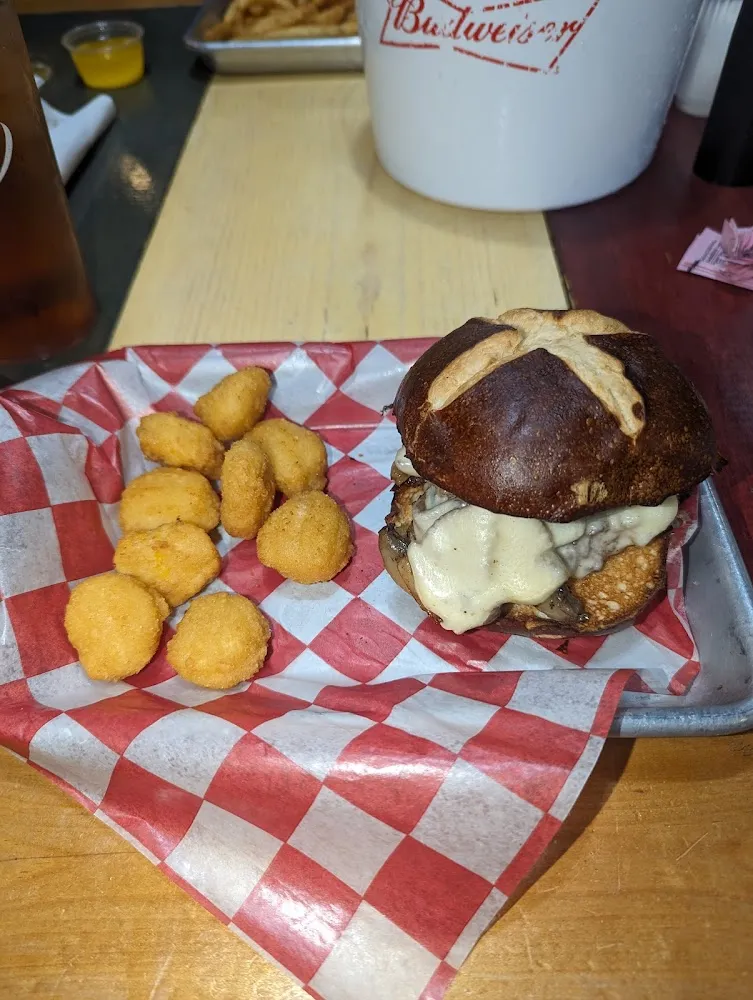 Mushroom and Swiss and a Sign of Corn Nuggets